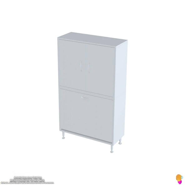 Modilayn İLKİM 75 x 138 x 32,5 cm' lik Kapak İçi Çift Raflı, İki Akıllı Çamaşır Sepetli Dolap - 6