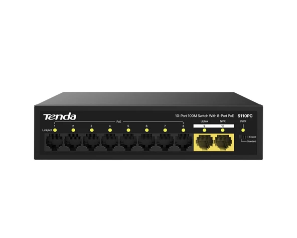 TENDA S110GPC  10-Port 1000M Lite PoE Switch 8-Port PoE