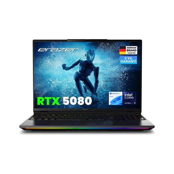 ERAZER Beast 16 X1 MD62733 Intel Ultra 9 275HX 32GB RAM 2TB SSD RTX5080 16" 300Hz QHD+ W11H Oyuncu Laptop