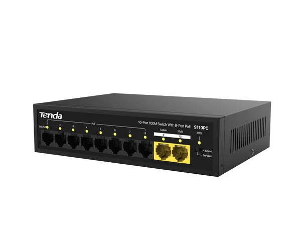TENDA S110GPC  10-Port 1000M Lite PoE Switch 8-Port PoE - 3