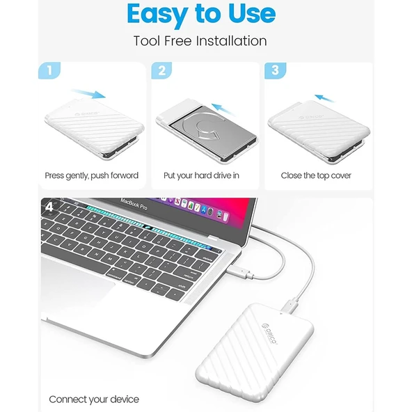 USB 3.0 Micro B 2.5” inch SATA SSD Hard Disk Kutusu Beyaz - Resim 5