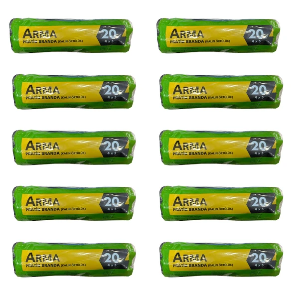 Arma Naylon Tadilat Boya Koruyucu Örtü Poşet Kalın Pratik Branda - 4x5 Metre - 20 m2 - 10 Paket