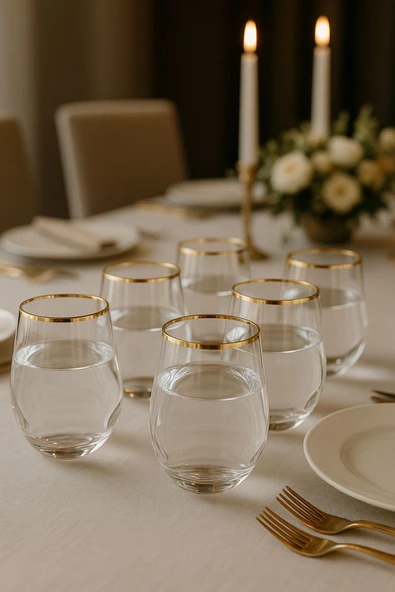 Kristal Su Bardak Altın Yaldızlı 360 ml 6 Adet