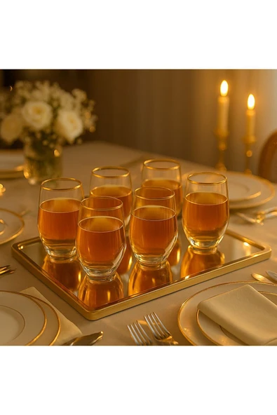 Kristal Su Bardak Altın Yaldızlı 360 ml 6 Adet - 2