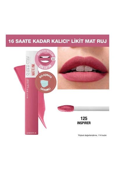 Maybelline New York Super Stay Matte Ink City Edition Likit Mat Ruj - 125 Inspirer 3600531513429 - 5