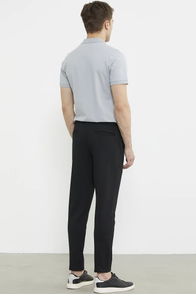Beli Lastikli Dar Paça Pantolon - Siyah - 6