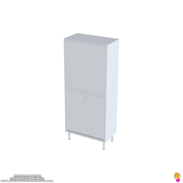 Modilayn İLKİM 60 x 138 x 32,5 cm' lik Kapak İçi Çift Raflı, Bir Akıllı Çamaşır Sepetli Dolap - Resim 6