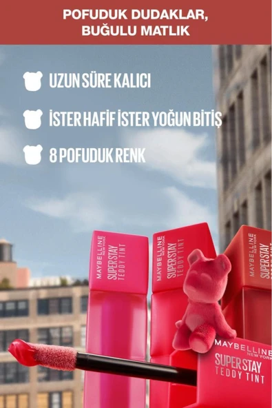 Maybelline New York Maybelline Super Stay Teddy Tint Uzun Süre Kalıcı Likit Mat Tint 40 Petalcore 30146785 - 5
