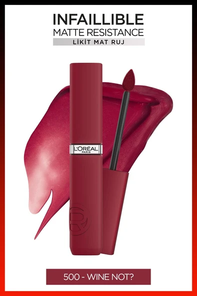 L'Oreal Paris Infaillible Matte Resistance Likit Mat Ruj - 500 Wine Not? 30144491