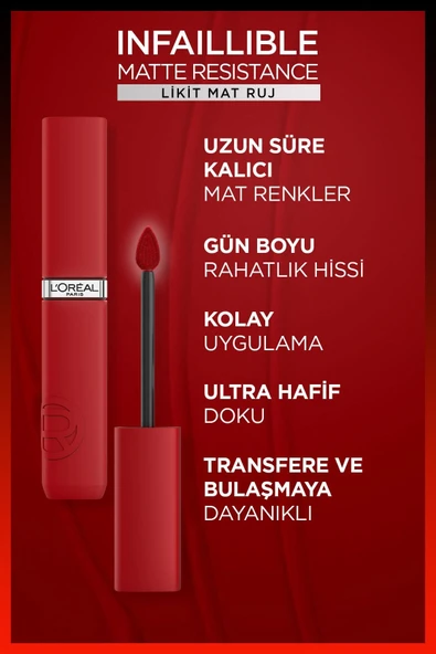 L'Oreal Paris Infaillible Matte Resistance Likit Mat Ruj - 500 Wine Not? 30144491 - 5