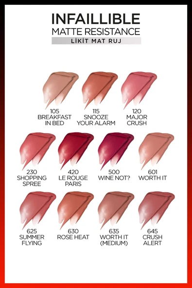 L'Oreal Paris Infaillible Matte Resistance Likit Mat Ruj - 500 Wine Not? 30144491 - 7