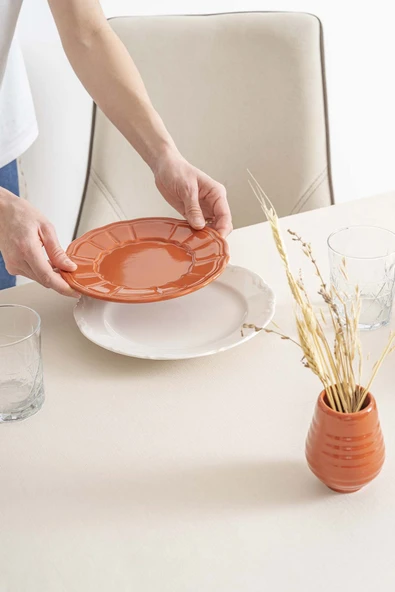 Rivaİstanbul Florita Sarı Punch İşlemeli Dertsiz Leke Tutmaz Masa Örtüsü 160x220 cm - Resim 6