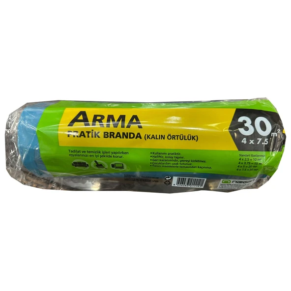 Arma Naylon Tadilat Boya Koruyucu Örtü Poşet Kalın Pratik Branda - 4x7.5 Metre - 30 m2 - 5 Paket - Resim 2