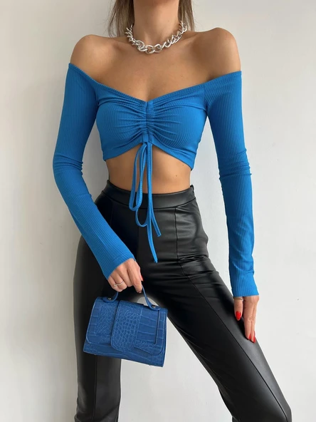 Ön Büzgü Fitilli Madonna Bluz