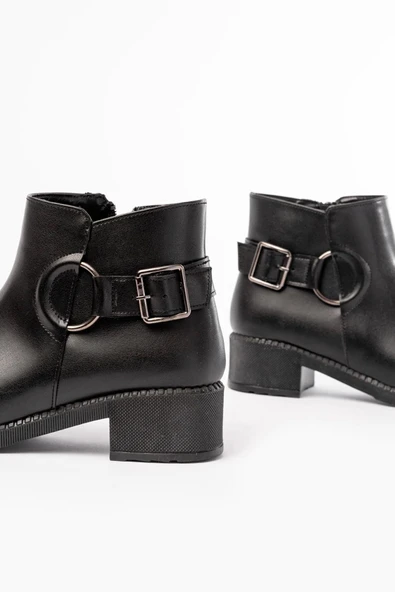 270-3030 Siyah Toka Aksesuarlı Fermuarlı Günlük Kadın Bot - Resim 4