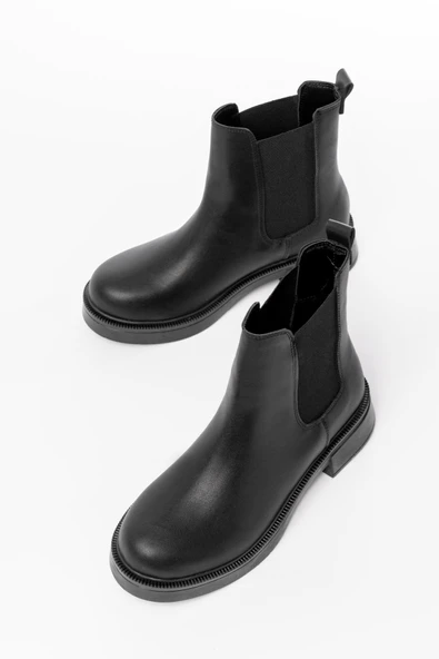 02-2137 Siyah Lastikli Günlük Kadın Bot - Resim 4