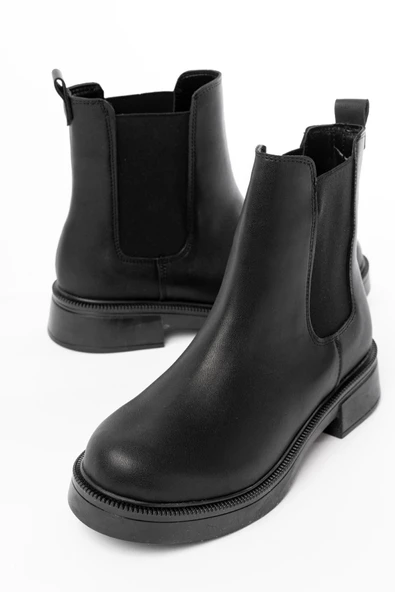 02-2137 Siyah Lastikli Günlük Kadın Bot - Resim 5