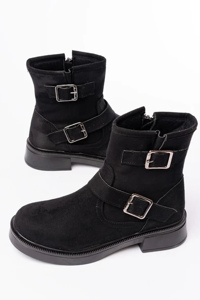 02-2014 Siyah Süet Toka Aksesuarlı Günlük Kadın Bot - Resim 5