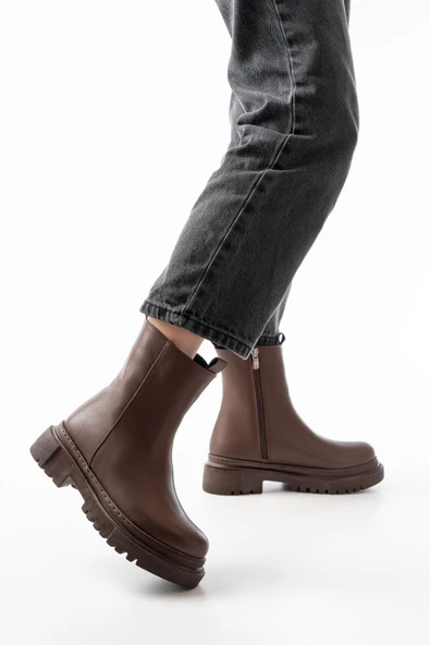 812-2012 Kahverengi Luna Fermuarlı Günlük Kadın Bot ürün görseli