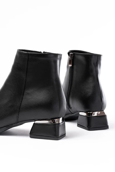 Rm-500 Siyah Topuklu Fermuarlı Günlük Kadın Bot - Resim 4