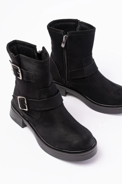 02-2014 Siyah Süet Toka Aksesuarlı Günlük Kadın Bot - Resim 4