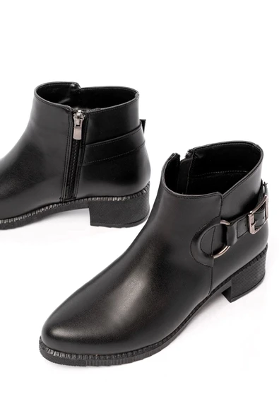 270-3030 Siyah Toka Aksesuarlı Fermuarlı Günlük Kadın Bot - Resim 3