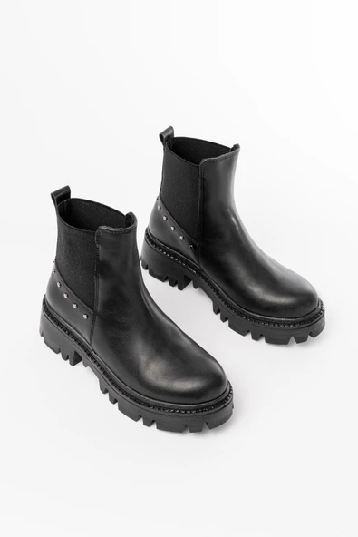 868-2005 Siyah Lastikli Günlük Kadın Bot - Resim 4