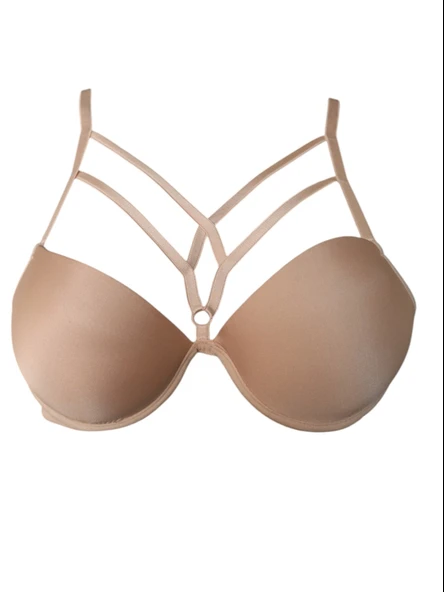 Çapraz Detaylı Pudra Rengi Sütyen - Resim 2