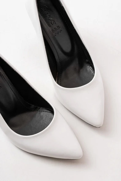 St-001 Beyaz Rugan Günlük 9 Cm Topuklu Bayan Stiletto Ayakkabı - 6