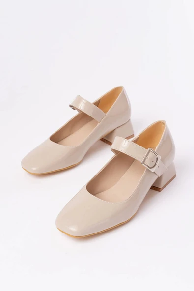 St-006 Bej Rugan Günlük 4 Cm Topuklu Bayan Ayakkabı - Resim 3
