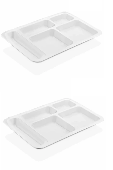 1 Adet  5 Bölmeli Kırılmaz Tabldot Tabak Self Servis Yemekhane Okul Lokanta Tabildot (40 Cm X28 Cm) - 4