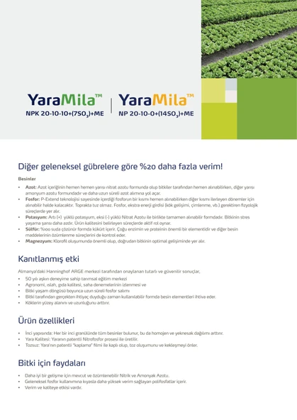 YARAMİLA 20-10-10+(7SO3) NPK AKILLI TABAN GÜBRESİ 40 KG - 2