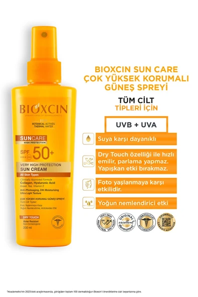 Bioxcin Sun Care Spf 50 Yüz Güneş Kremi 50 ml Kuru ve Normal Cilt + Vücut Güneş Spreyi 200 Ml - 4