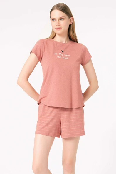 MAN9860 Anıl 9860 kısa kol Bisiklet Yaka cotton çizgili Kışlık Örme Normal Bel Pijama Takımı