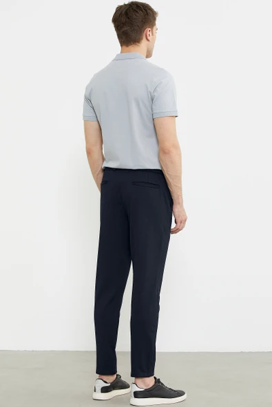 Beli Lastikli Dar Paça Pantolon - Lacivert - 6