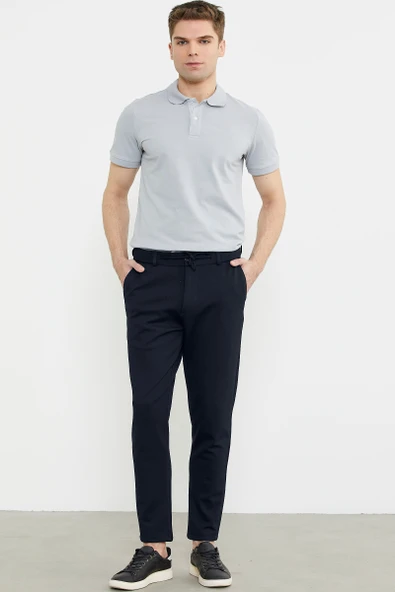 Beli Lastikli Dar Paça Pantolon - Lacivert - 3