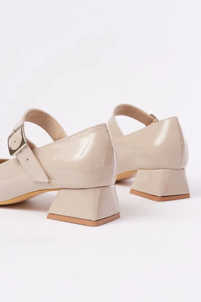 St-006 Bej Rugan Günlük 4 Cm Topuklu Bayan Ayakkabı - Resim 5