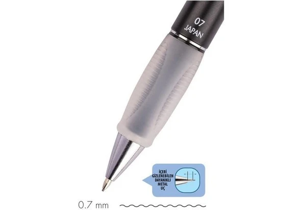 Serve Deep Mekanik Uçlu Kalem 0.7 mm Metalik Mr. Siyah - 3