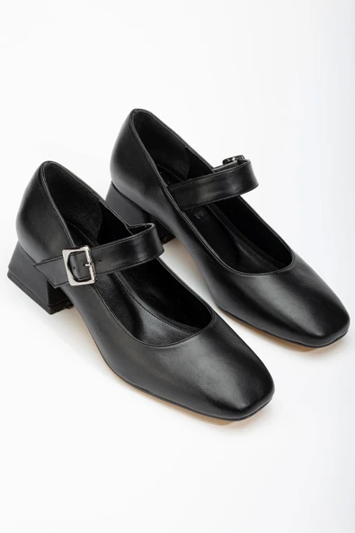 St-006 Siyah Günlük 4 Cm Topuklu Bayan Ayakkabı - Resim 3