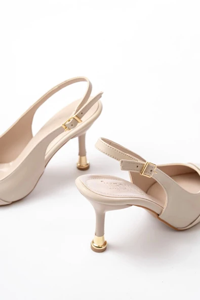 İnf-1151 Bej Günlük Arkası Açık Topuklu Bayan Ayakkabı - Resim 5