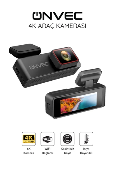 Onvec 4K Ultra HD Araç Kamerası – 140° Geniş Açı, Döngüsel Kayıt, G‑Sensör & Park İzleme - 2