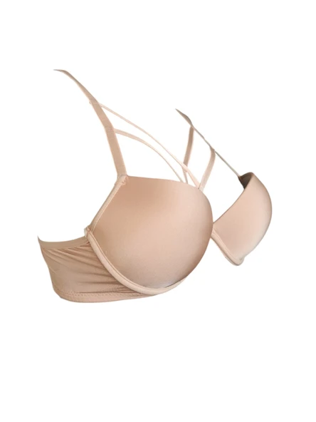 Çapraz Detaylı Pudra Rengi Sütyen - Resim 3