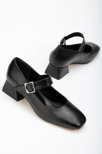 St-006 Siyah Günlük 4 Cm Topuklu Bayan Ayakkabı - Resim 4