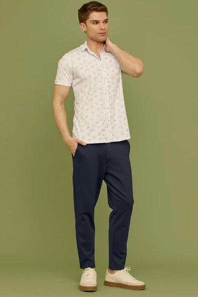 Beli Lastikli Dar Paça Pantolon - Lacivert - 2