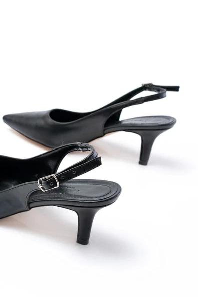 St-1152 Siyah Günlük 7 Cm Topuklu Kadın Ayakkabı - Resim 5
