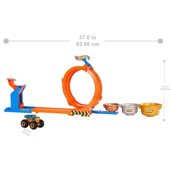 Jbx64 Hot Wheels Monster Trucks Döngü Ve Takla Bigfoot Oyun Parkuru - 5