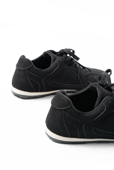 Rs-01 Siyah Süet İnce Taban Günlük Spor Ayakkabı - Resim 5