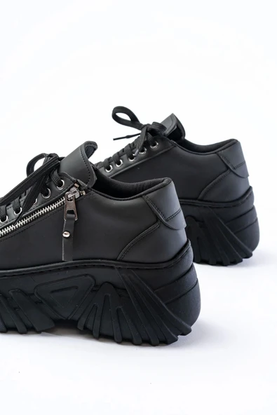 Sp-156 Siyah Bağcıklı Fermuarlı Yüksek Taban Günlük Spor Ayakkabı - Resim 5