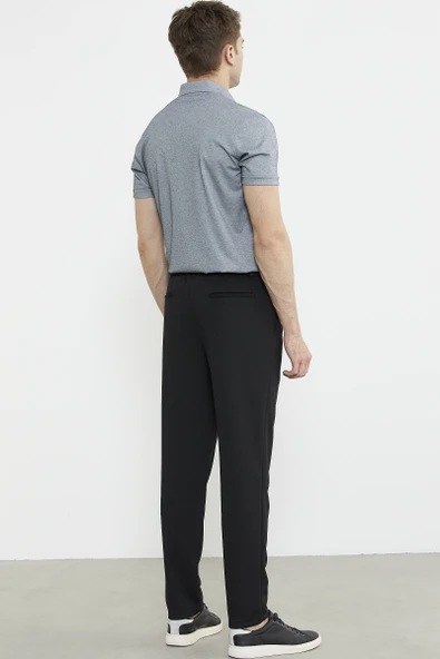 Yan Cepli Beli Lastikli Pantolon - Siyah - Resim 6