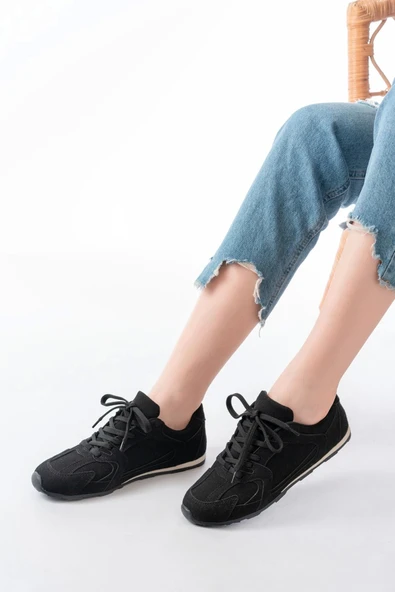 Rs-01 Siyah Süet İnce Taban Günlük Spor Ayakkabı - Resim 3